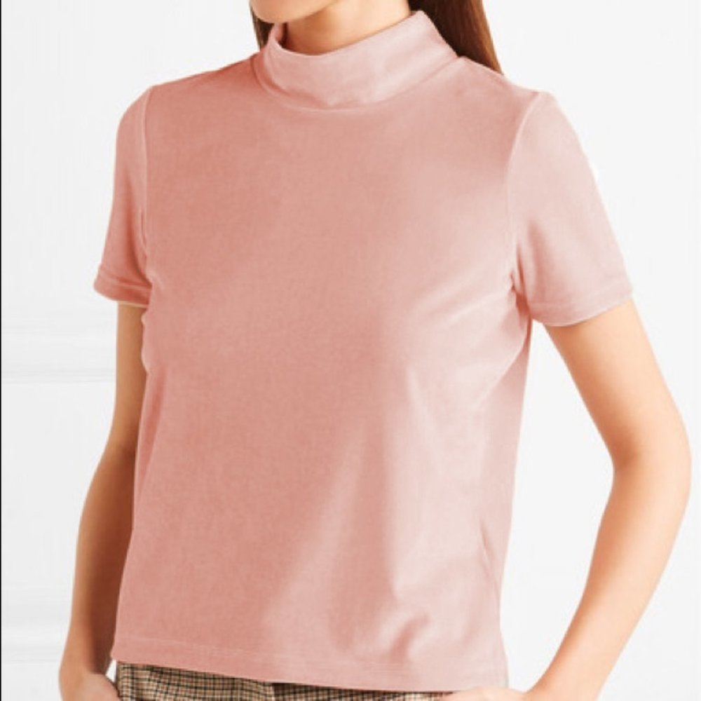 Madewell NWT Velvet Mock Tee in Avalon Pink